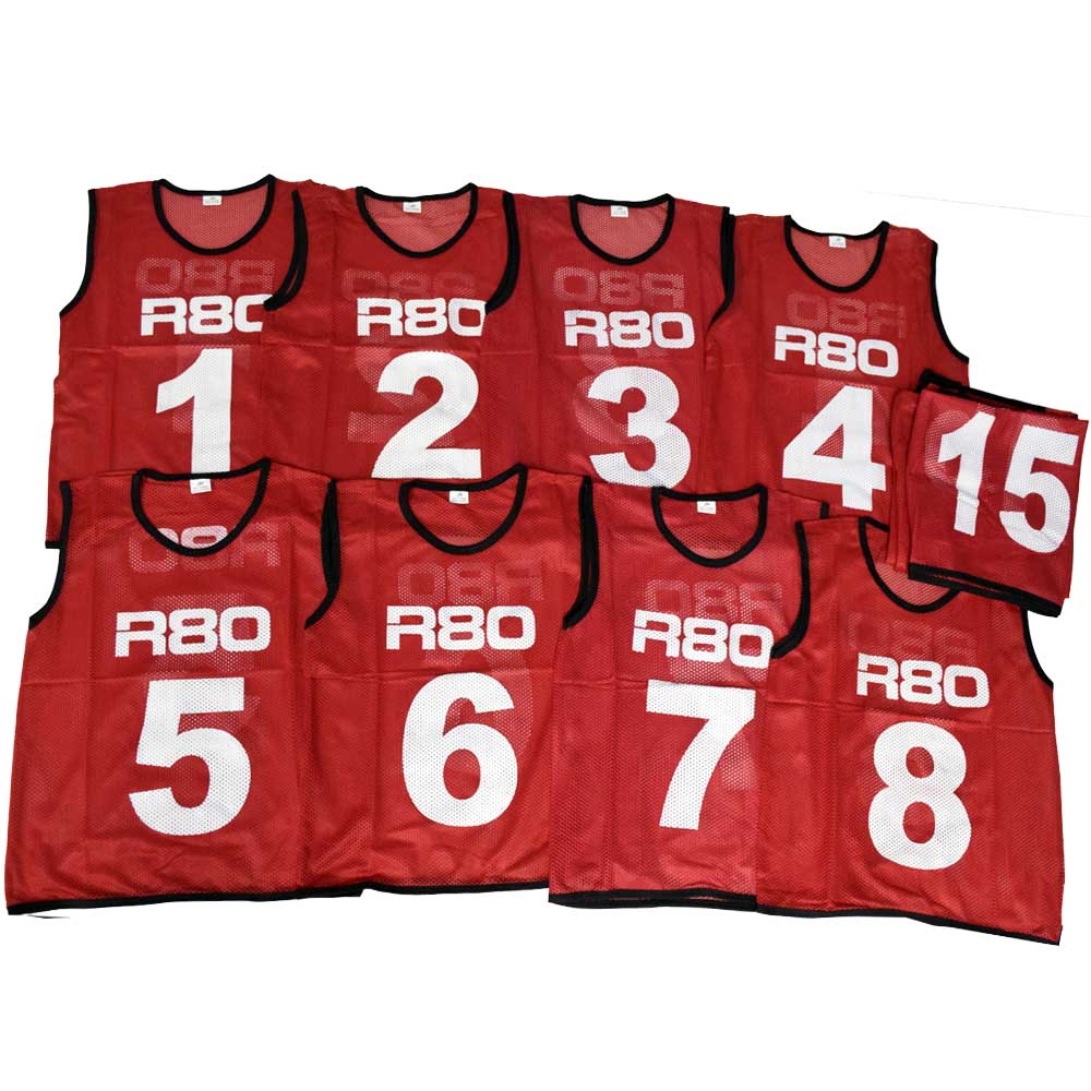 1 - 25 Numbered Training Bib Sets_SmallRed_XLR8 Fitness