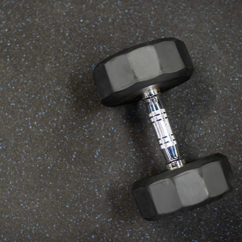 Heavy Duty Rubber Gym Tiles_Black with Blue Speckles13mm_XLR8 Fitness