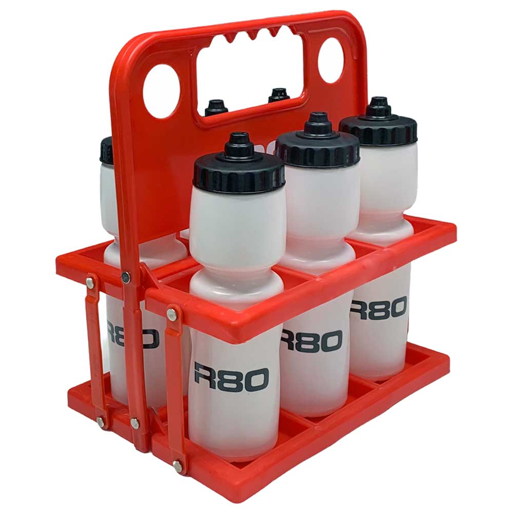 R80 Foldable Carrier with 6 Bottles_White/Black_XLR8 Fitness