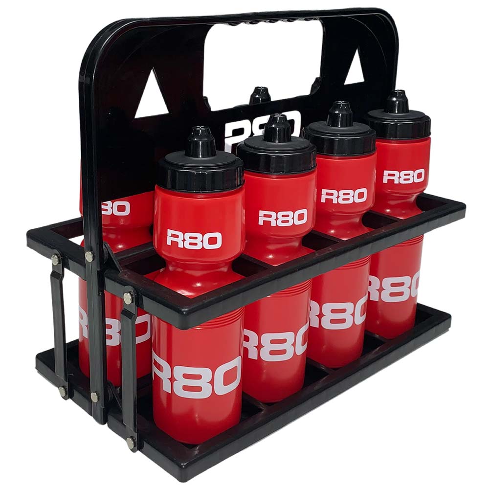 R80 Foldable Carrier with 8 Bottles_White/Black_XLR8 Fitness