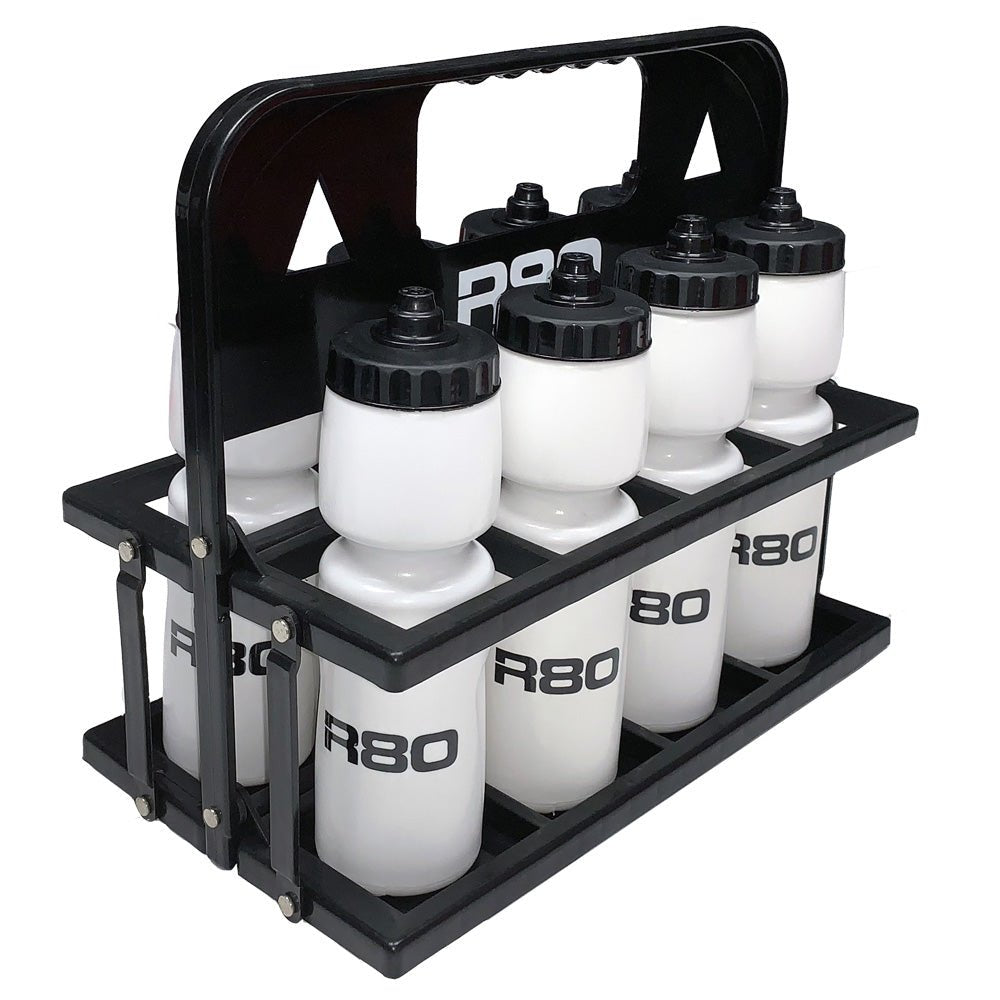 R80 Foldable Carrier with 8 Bottles_White/Black_XLR8 Fitness