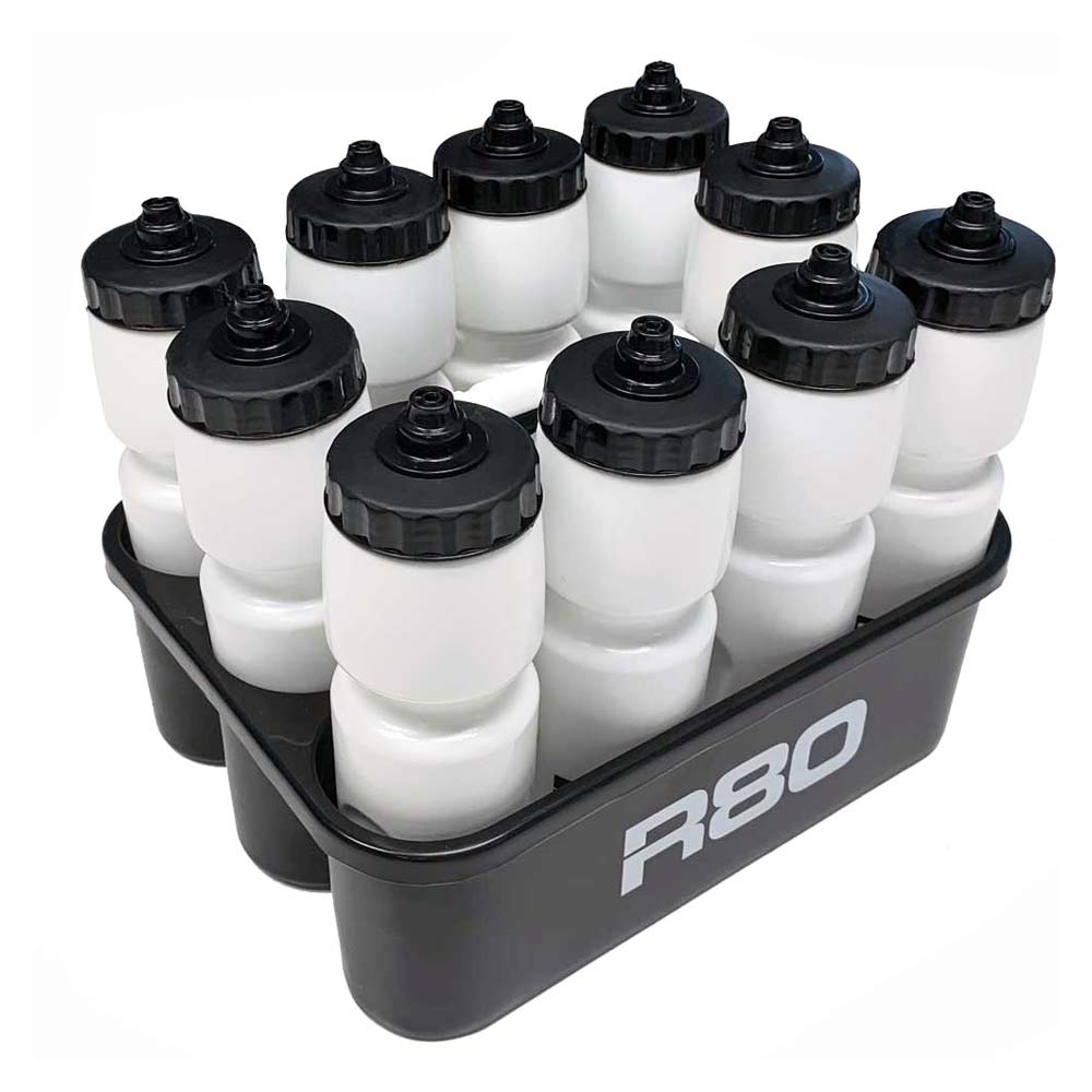 R80 Heavy Duty Bottle Carrier with 10 Bottles_White/Black_XLR8 Fitness