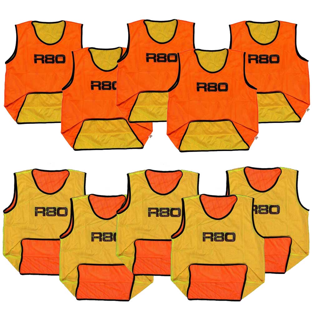 R80 Pro Reversible Training Bibs Set of 10_SmallOrange / Yellow_XLR8 Fitness