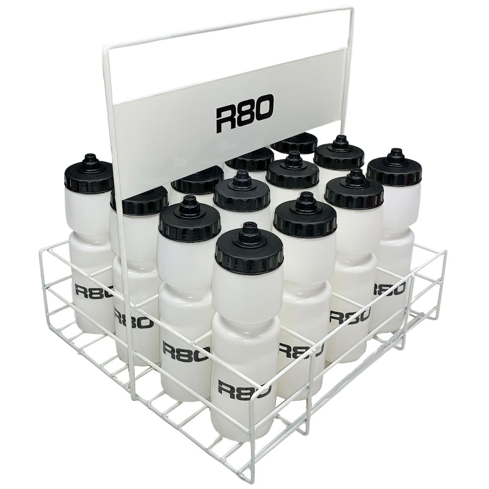R80 Wire Drink Bottle Carrier with 16 Bottles_White/Black_XLR8 Fitness