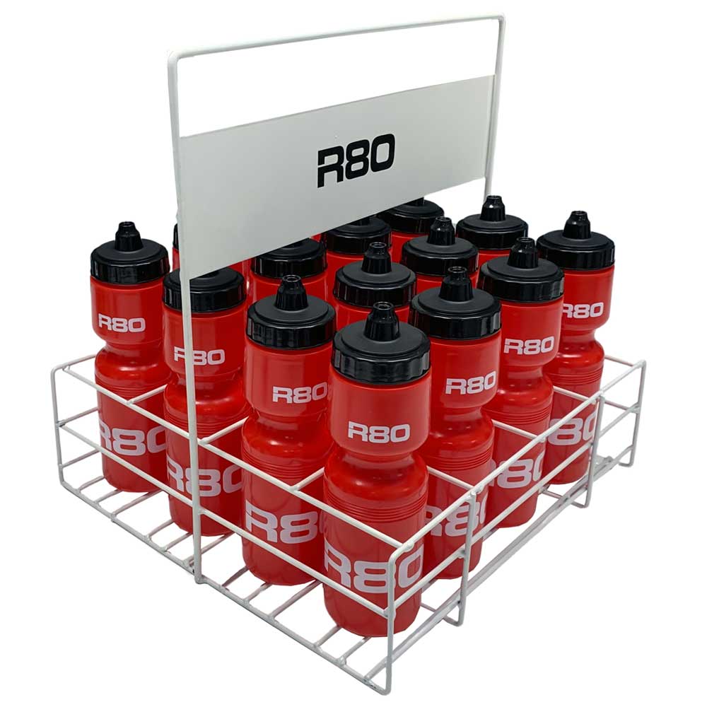 R80 Wire Drink Bottle Carrier with 16 Bottles_White/Black_XLR8 Fitness