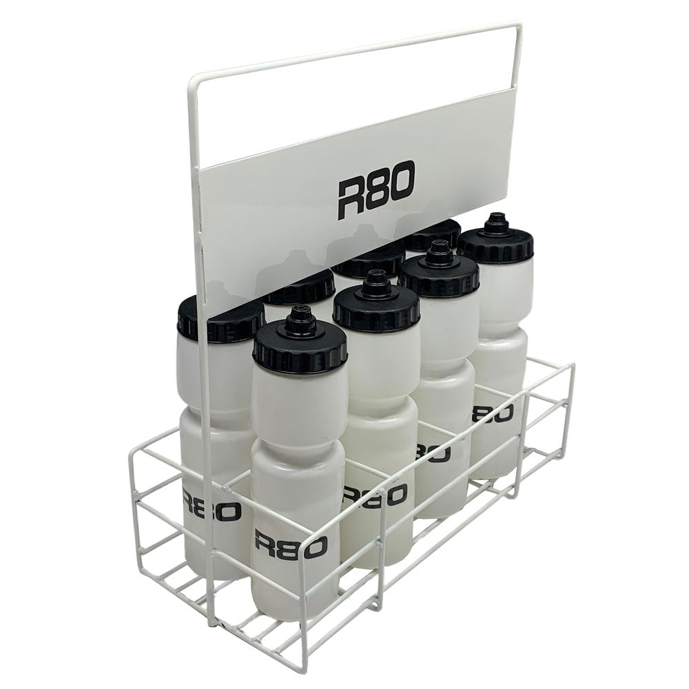 R80 Wire Drink Bottle Carrier with 8 Bottles_White/Black_XLR8 Fitness